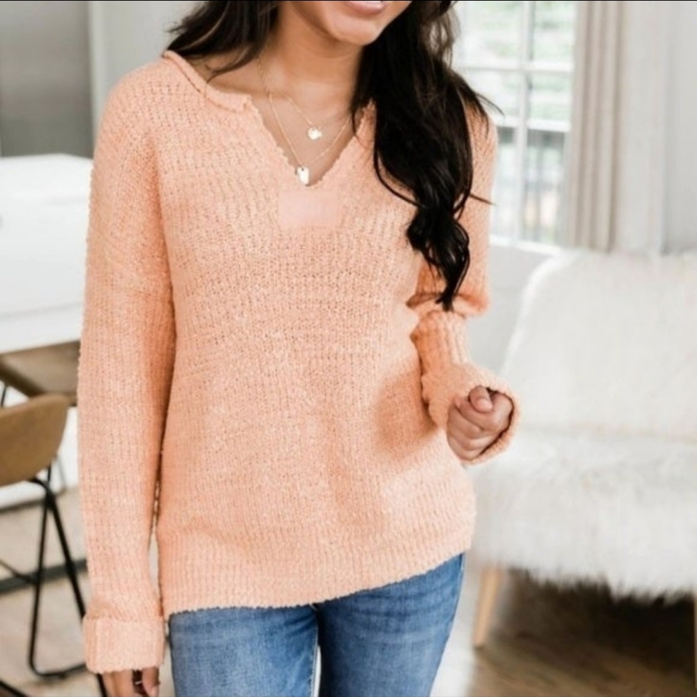 NWOT Pink Lily | This Time Around Peach Sweater - Picture 1 of 6